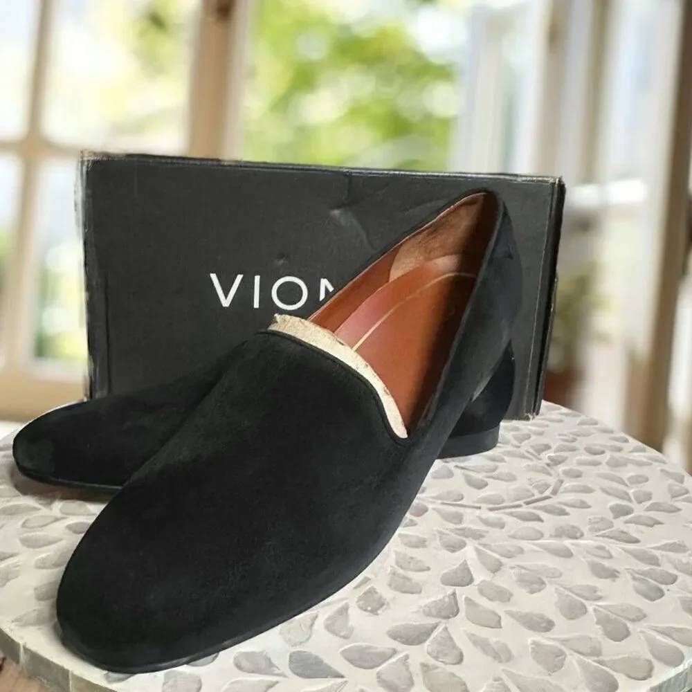 VIONIC Willa Leather Suede Slip On Flats Loafer Womens